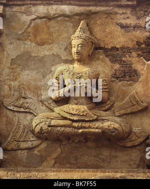 Stuck-Figur aus dem 16. Jahrhundert, Wat Chedi Ched Yod, Chiang Mai, Thailand, Südostasien, Asien Stockfoto