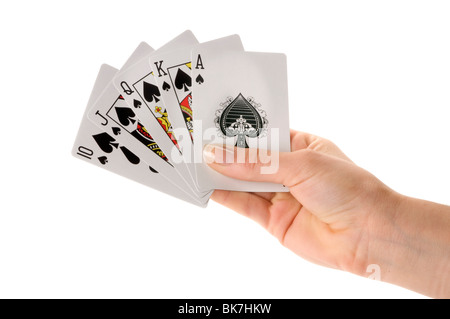 Hand, die Poker-hand Stockfoto