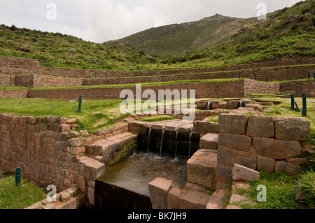 Tipon der gehörte einer königlichen Hacienda Zugehörigkeit zu Inca Yahuar Huaca befindet sich in der Nähe von Cusco, Peru Stockfoto