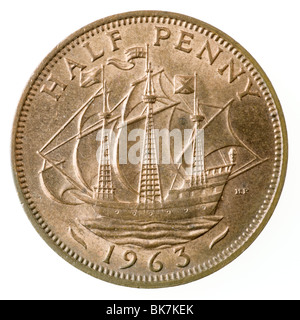 1963-britische Half Penny-Münze Stockfoto