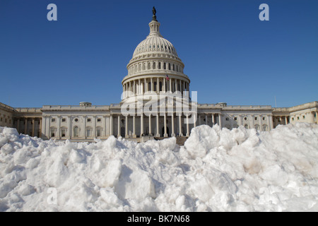 Washington DC, Capitol Hill Historic District, USA US Capitol, Dome, Regierung, Kongress, Symbol, Demokratie, neoklassische Architektur, Winter, Wetter Stockfoto