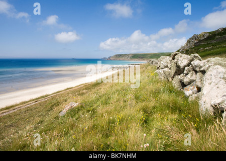 Ansicht des Sennen Cove, Cornwall, uk Stockfoto