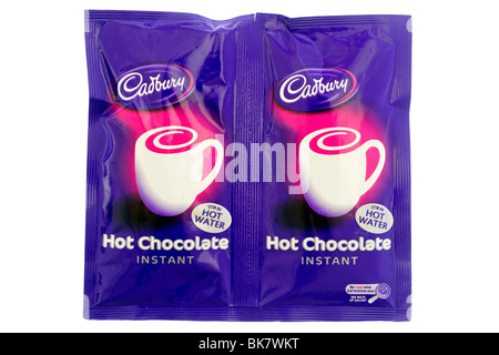 Zwei Beutel von Cadbury sofort heiße Schokolade trinken Stockfoto