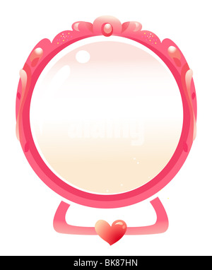 Rosa Spiegel isoliert auf weißem Hintergrund Stockfoto
