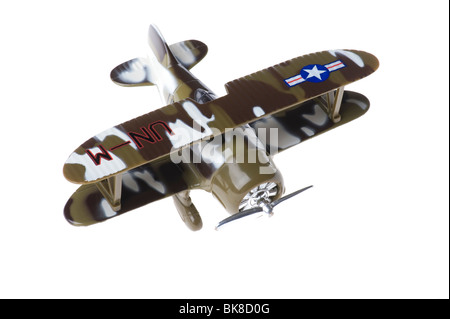 Objekt auf weiß - militärische Spielzeugflugzeug Stockfoto