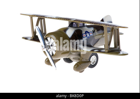 Objekt auf weiß - militärische Spielzeugflugzeug Stockfoto