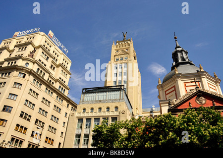 Wende des Jahrhunderts Gebäude auf der Calle de Alcalá, Madrid, Spanien, Iberische Halbinsel, Europa Stockfoto