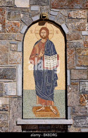 Saint, Mosaik, Kirche, Bergdorf Axos, Kreta, Griechenland, Europa Stockfoto