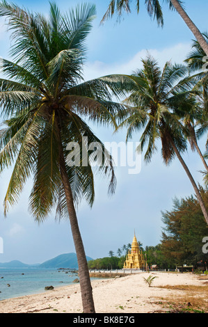 Strand, Chedi Laem Sor Pagode auf Ko Samui Insel, Thailand, Asien Stockfoto