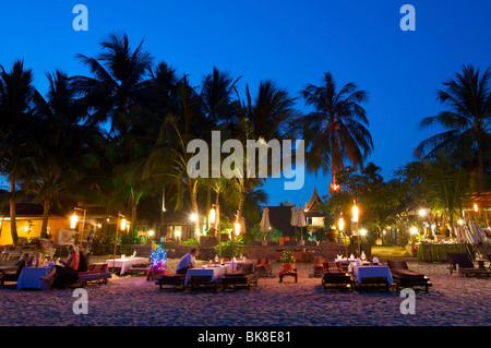 Beach Restaurant am Lamai Beach, Koh Samui Insel, Thailand, Asien Stockfoto