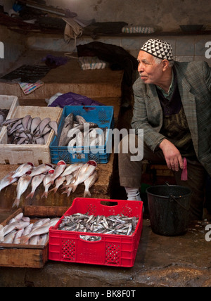 Fischhändler im Souk in Fes Stockfoto