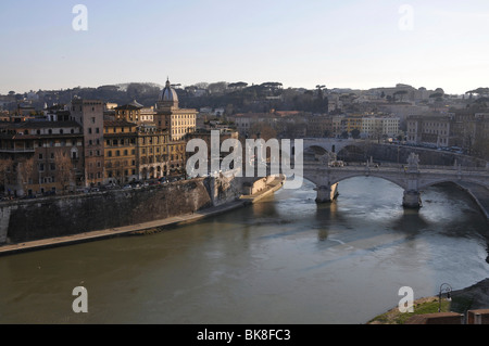 Ponte Vittorio Emanuele II, Brücke von Engelenburcht aus gesehen, Castel Sant'Angelo, historisches Stadtzentrum, Rom, Italien, Europa Stockfoto