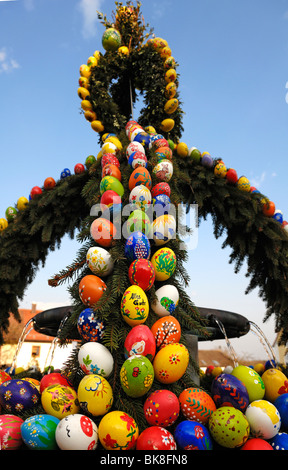 "Ostern-Brunnen", Brauch in Franken, Geschwand, Upper Franconia, Bayern, Deutschland, Europa Stockfoto