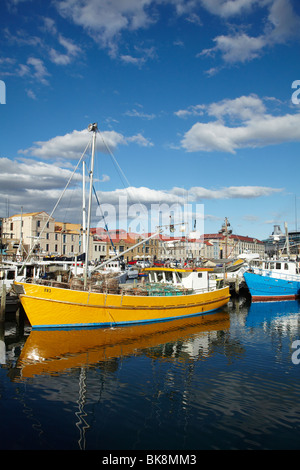 Angeln, Boote, Victoria Dock und historischen Gebäuden, Hunter Street, Hobart, Tasmanien, Australien Stockfoto