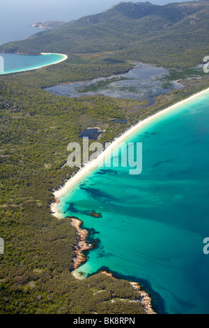 Gefahren-Strand und der Lagune, Versprechen Bay, Freycinet National Park, Freycinet Peninsula, östlichen Tasmanien, Australien - Antenne Stockfoto