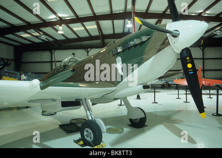 Supermarine Spitfire Mk VIII WWII Kampfflugzeug an Cavanaugh Flug-Museum, Addison Flughafen Dallas, Texas, USA Stockfoto