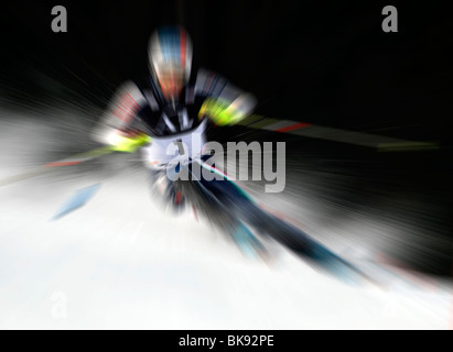 Alpine Skifahrer in Aktion Stockfoto