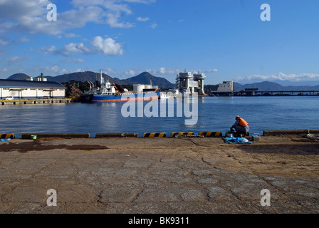 Japan, Numazu: Anti-Tsunami-Barriere Stockfoto