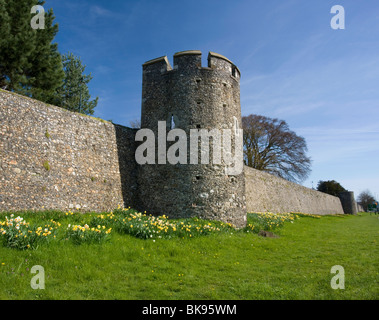 Canterburys Stadtmauer und Wachturm in Canterbury, Kent, UK. Stockfoto