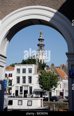 Blick auf den Turm der Abtei "Lange Jan, Middelburg, Niederlande, Europa Stockfoto