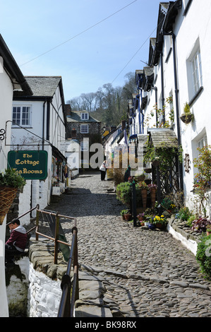 Sehr steilen gepflasterten Straße in Clovelly Dorf Nord-Devon Stockfoto