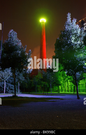 Duisburg-Landschaftspark Nord in Deutschland: Nachtaufnahme Stockfoto