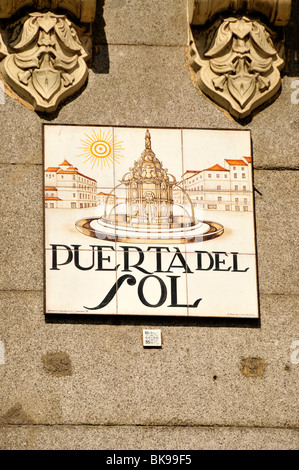 Straßenschild an der Puerta del Sol, Madrid, Spanien, Iberische Halbinsel, Europa Stockfoto
