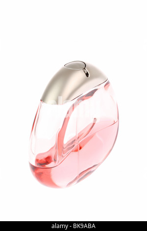 Oval-eiförmigen rosa weibliche Parfüm-Flakon auf weiß Stockfoto