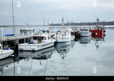 Angelboote/Fischerboote und Wharf, St Helens, östlichen Tasmanien, Australien Stockfoto