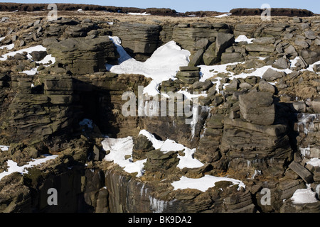 Freundlichere Untergang winter Kinder Scout, Peak District National Park, Derbyshire, England Stockfoto