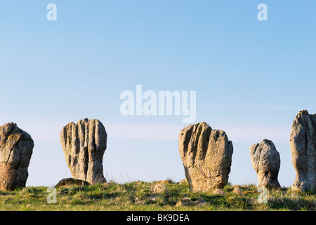 Duddo Stone Circle, Northumberland, England, Vereinigtes Königreich. Auch bekannt als Duddo fünf Steinen oder vier Steinen Stockfoto