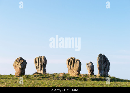 Duddo Stone Circle, Northumberland, England, Vereinigtes Königreich. Auch bekannt als Duddo fünf Steinen oder vier Steinen Stockfoto