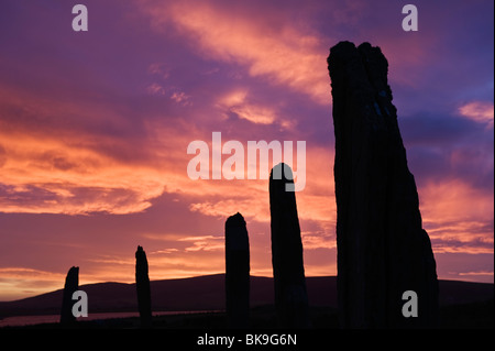 Winter Sunrise, Ring of Brodgar, Orkney, Schottland Stockfoto