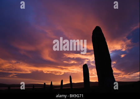 Winter Sunrise, Ring of Brodgar, Orkney, Schottland Stockfoto