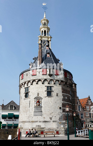 Historischen Wehrturm Hoofdtoren, Hafen von Hoorn, IJsselmeer, Nordholland, Holland, Niederlande, Europa Stockfoto