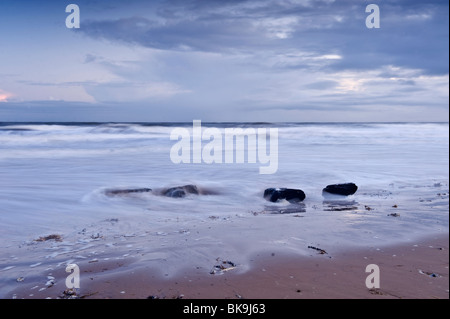 Langzeitbelichtung Schuss am Strand von RSPB Titchwell Marsh, Norfolk. Stockfoto