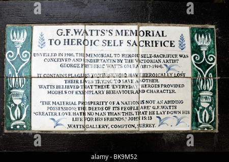 G. F. Watt Denkmal für heroische Opfer selbst in Postman es Park City of London England UK Stockfoto