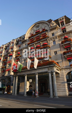 Eingang des Hotel Palace, Lausanne, Kanton Waadt, Schweiz Stockfoto