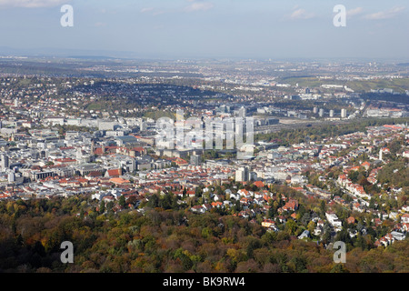 Erhöhte Ansicht von Stuttgart, Baden-Württemberg, Deutschland Stockfoto