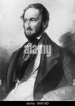 Pueckler-Muskau, Hermann Lidwig Prinz, 30.10.810 - 4.2.1871, deutscher Landschaftsgärtner, Autor/Schriftsteller, halbe Länge, Zeichnung von Wilhelm Hensel um 1840, Stockfoto