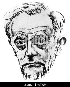Barlach, Ernst, 2.1.1870 - 24.10.1938, deutscher Bildhauer und Autor/Schriftsteller, Porträt, Zeichnung, 1920er Jahre, Stockfoto