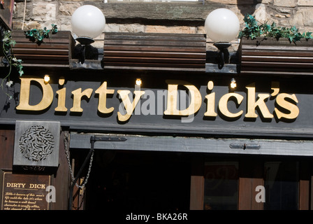 Dirty Dicks Kneipe Zeichen in der Rose Street, Edinburgh, Schottland. Stockfoto