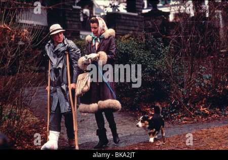 DER VERSEHENTLICHE TOURIST (1988) WILLIAM VERLETZT, GEENA DAVIS GEBROCHEN FUßES, KRÜCKEN, DOG ACT 014 Stockfoto