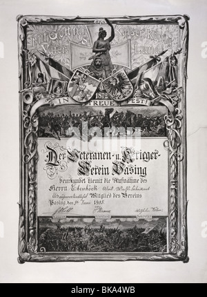 Militär, Deutschland, Bayern, Mitgliedsausweis, Veteranenliga Pasing, ausgestellt für Alois Ebenboeck, 5.6.1905, Stockfoto