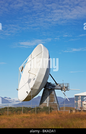 Satellitenschüssel-Kommunikation in der Nähe von Hofn, Island Stockfoto