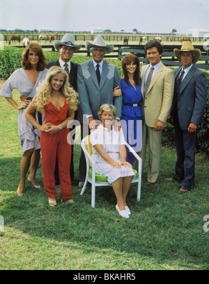 DALLAS (TV) LINDA GRAU, LARRY HAGMAN, JIM DAVIS, VICTORIA PRINCIPAL, PATRICK DUFFY, STEVE KANALY, BARBARA BEL GEDDES, CHARLENE Stockfoto