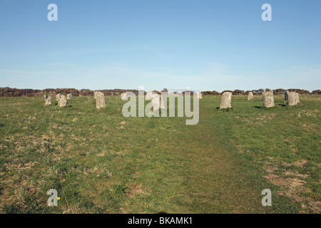 Die Merry Maidens Stein Kreis in der Nähe von später in Cornwall England Stockfoto