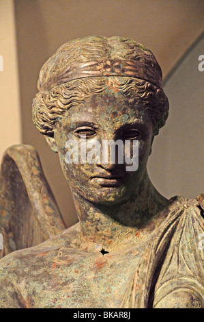 Leiter des 2. Jahrhunderts n. Chr. Roman Bronze Statue Vittoria Alata di Brescia oder Nike von Samothrake in das Museum di Santa Giulia genannt Stockfoto