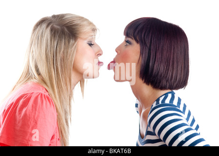 zwei Mädchen im Teenageralter, die Spaß Stockfoto