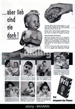 Werbung, Haushalt, Geschirrspülmittel Pril, Werbung in der Zeitschrift, 1955, Stockfoto